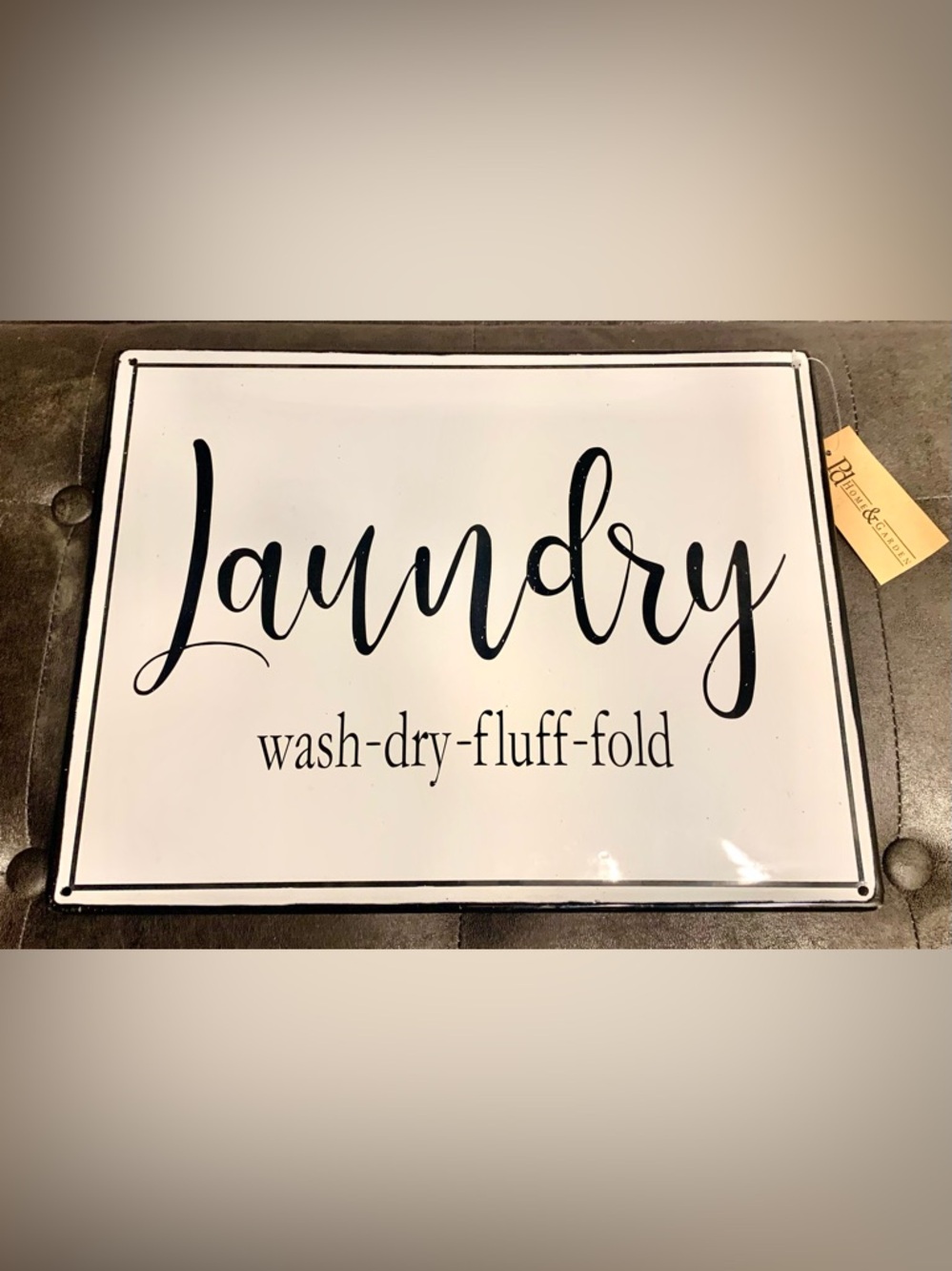 Laundry Wash-Dry-Fluff-Fold Wall Sign - Black on White